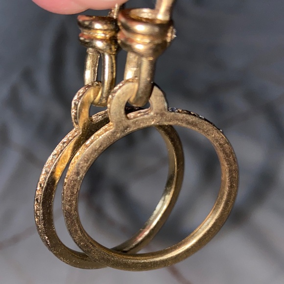 Paige Novick Chic Gold Circle Earrings with CZ Stones with Silver Post. - Picture 5 of 7